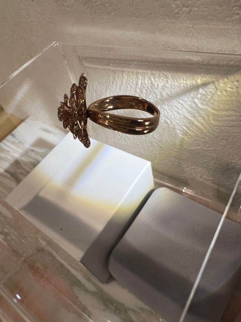 新品未使用 ✨K18PG 薔薇モチーフ ダイヤ0.80ct リング 7.7g