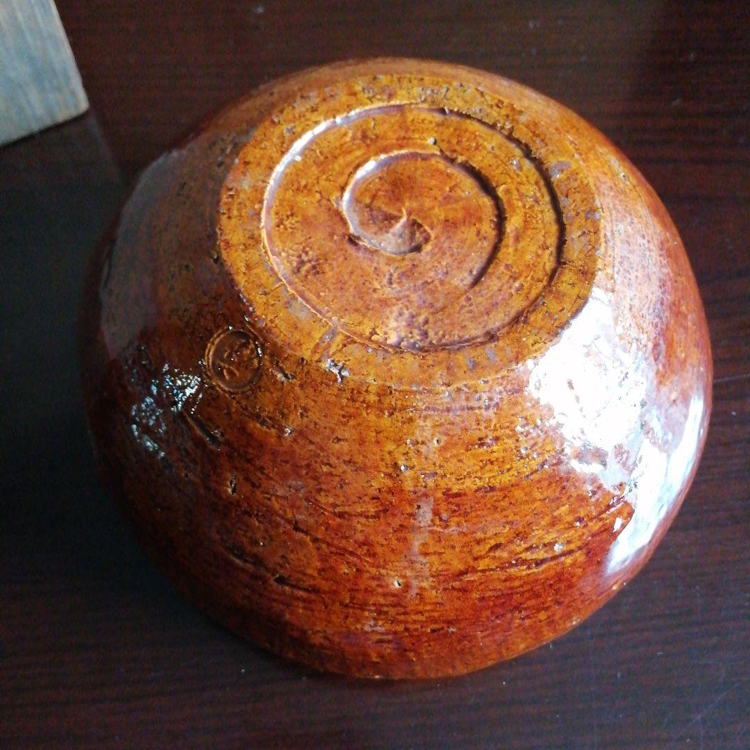 大樋焼飴釉菓子器18cm明治〜昭和初期