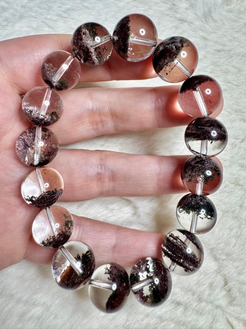 Mystic最高品質 極クリア•パープルガーデンファントムクォーツ ブレスレット