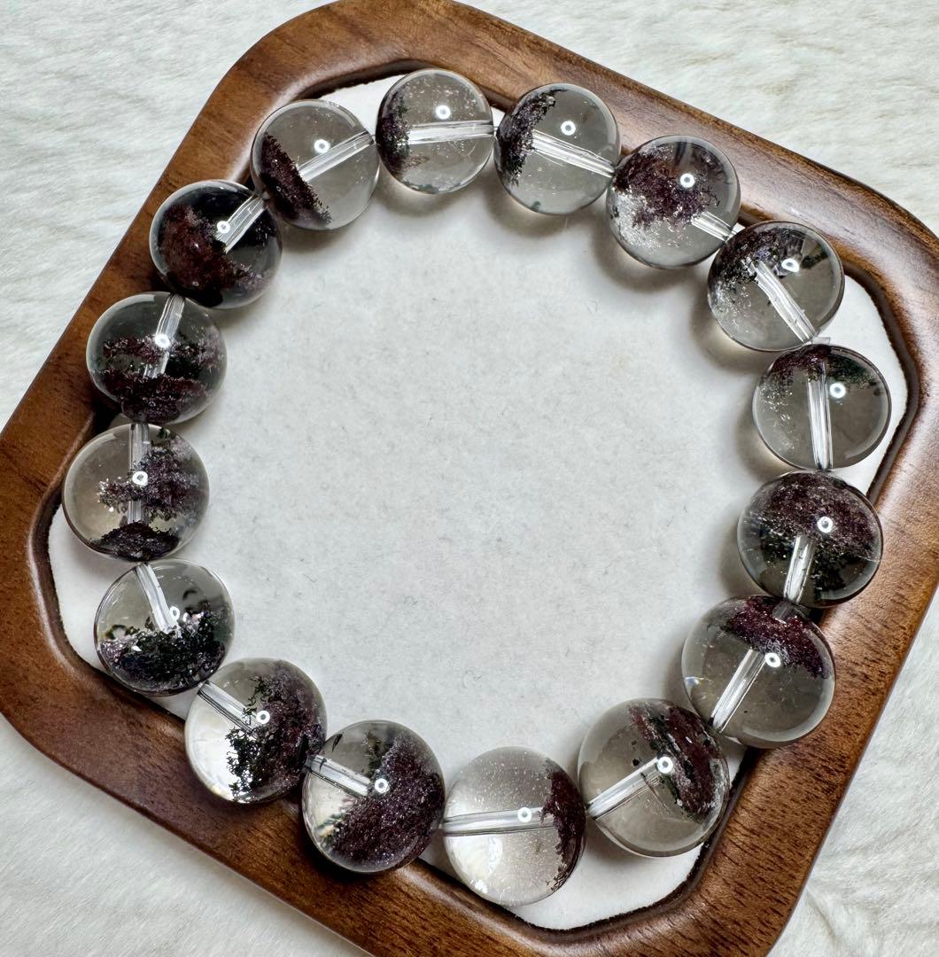 Mystic最高品質 極クリア•パープルガーデンファントムクォーツ ブレスレット