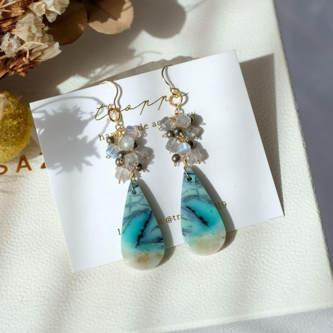 14kgfオパライズドウッドピアス