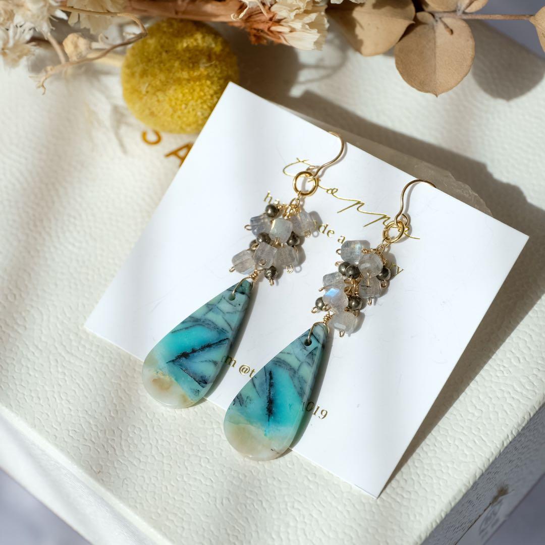 14kgfオパライズドウッドピアス