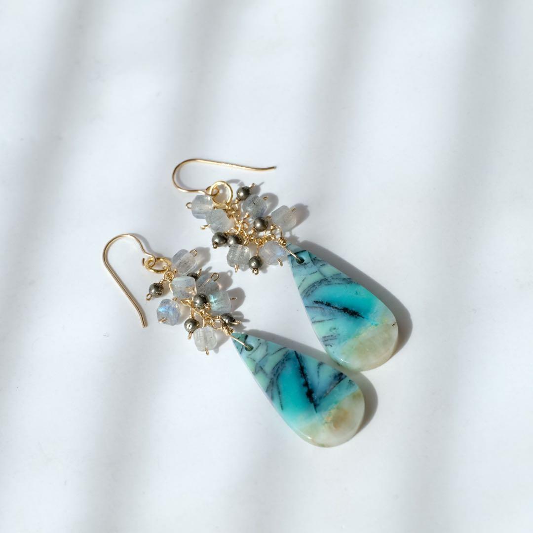 14kgfオパライズドウッドピアス