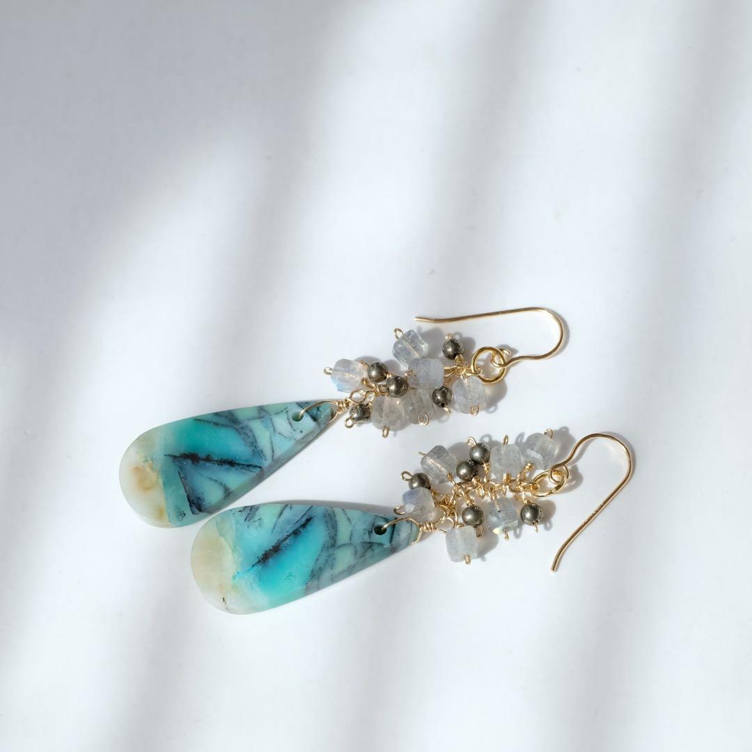 14kgfオパライズドウッドピアス