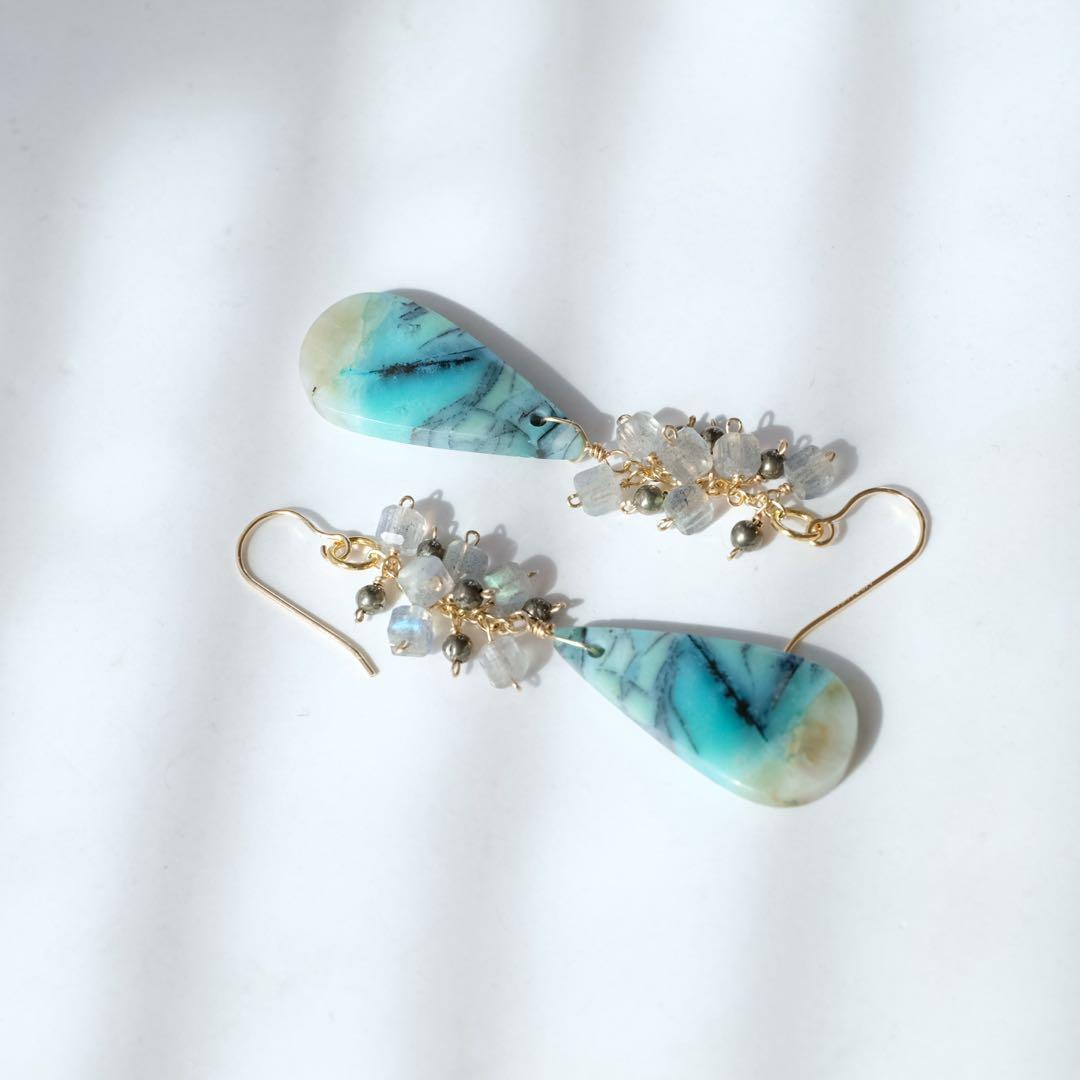 14kgfオパライズドウッドピアス