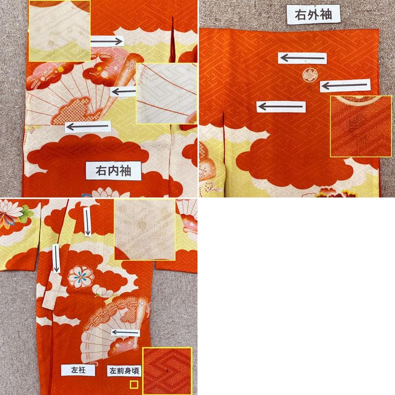 509ag9◎七五三 三歳 女の子 アンティーク着物&被布&長襦袢五つ紋 濃朱◎