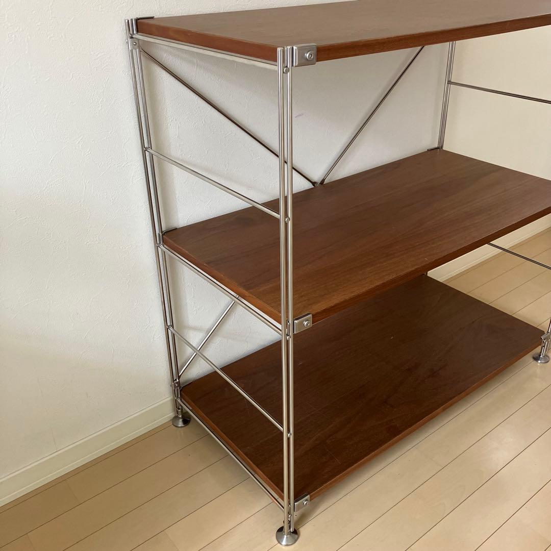 無印良品　ステンレスユニットシェルフ　ウォールナット材　棚セット　ワイド　小