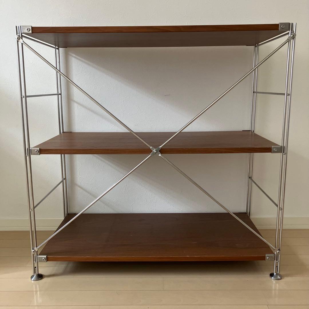 無印良品　ステンレスユニットシェルフ　ウォールナット材　棚セット　ワイド　小