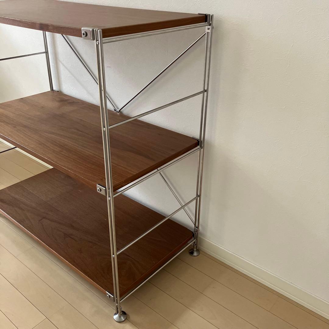 無印良品　ステンレスユニットシェルフ　ウォールナット材　棚セット　ワイド　小