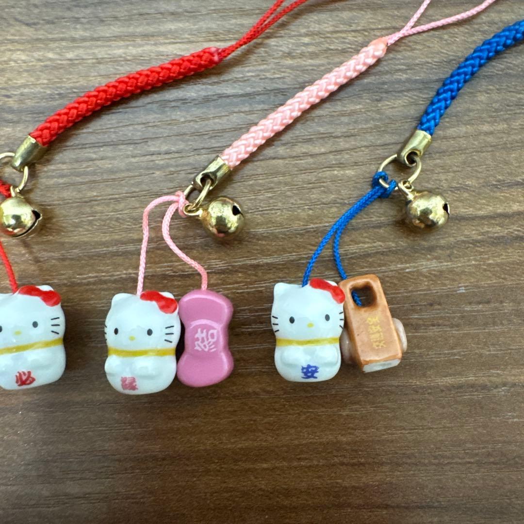 キティ ストラップ ダルマ リボン 必勝 縁結 交通安全 3点セット