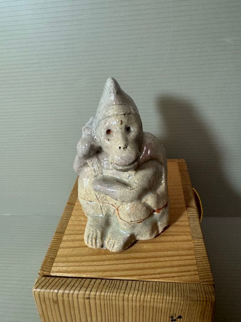 2756 萩焼 野坂康起作 猿舞 香合