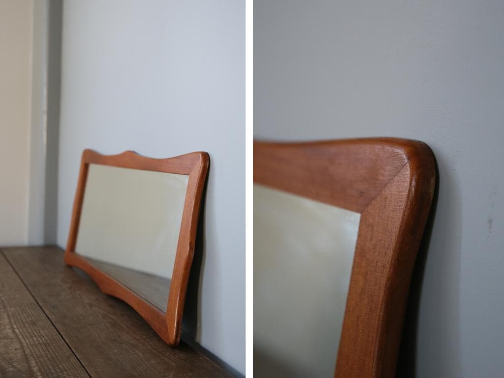 英国アンティークチークウォールミラー/木製壁掛け鏡/立鏡/姿見(91-201)