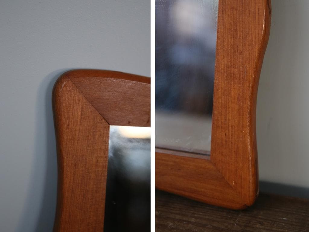 英国アンティークチークウォールミラー/木製壁掛け鏡/立鏡/姿見(91-201)