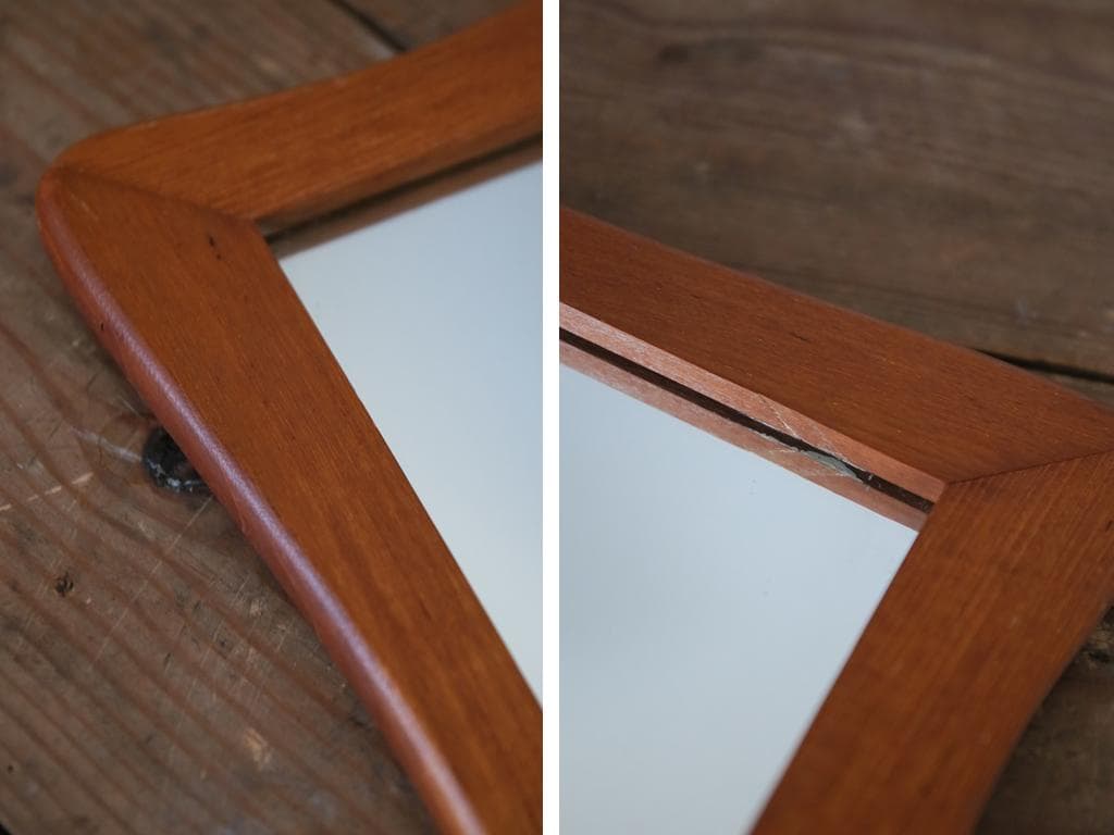 英国アンティークチークウォールミラー/木製壁掛け鏡/立鏡/姿見(91-201)