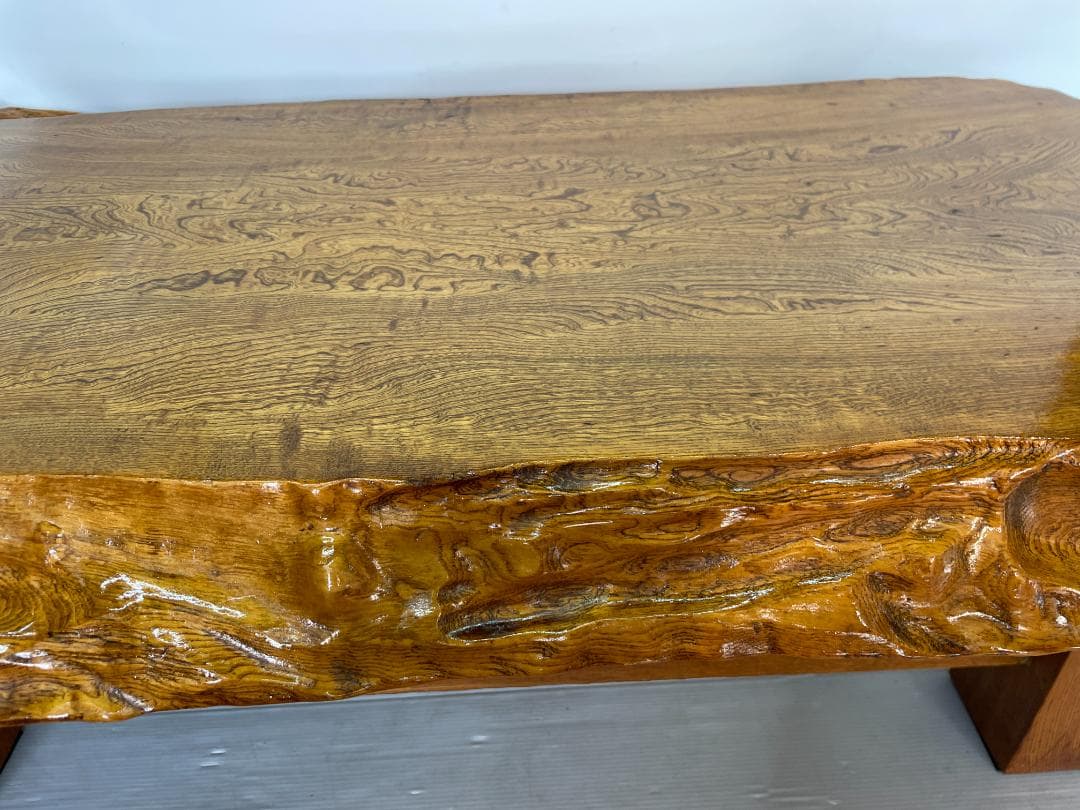 ケヤキ？ 一枚板 座卓 ローテーブル ちゃぶ台 天然木 無垢材 　12c01