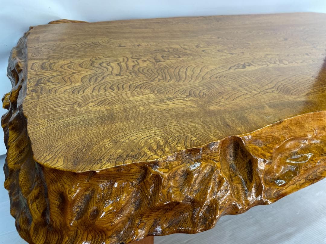 ケヤキ？ 一枚板 座卓 ローテーブル ちゃぶ台 天然木 無垢材 　12c01