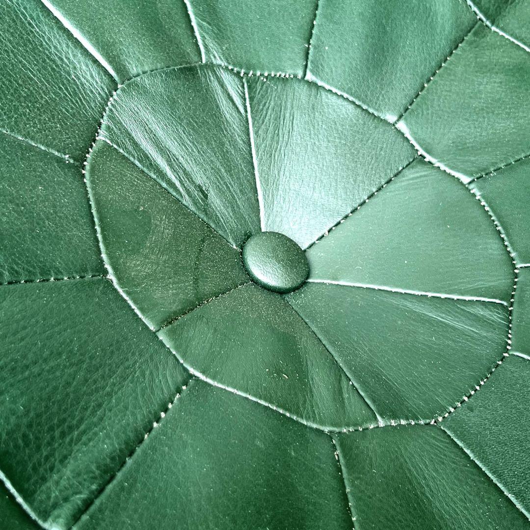 取付無料！カンディハウス グリーン本革 カワクッション 円形レザー座布団✨