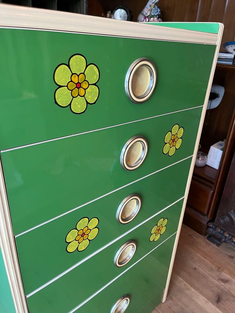 小雪様専用＊チェスト レトロポップ 昭和レトロ 花柄 緑 グリーン