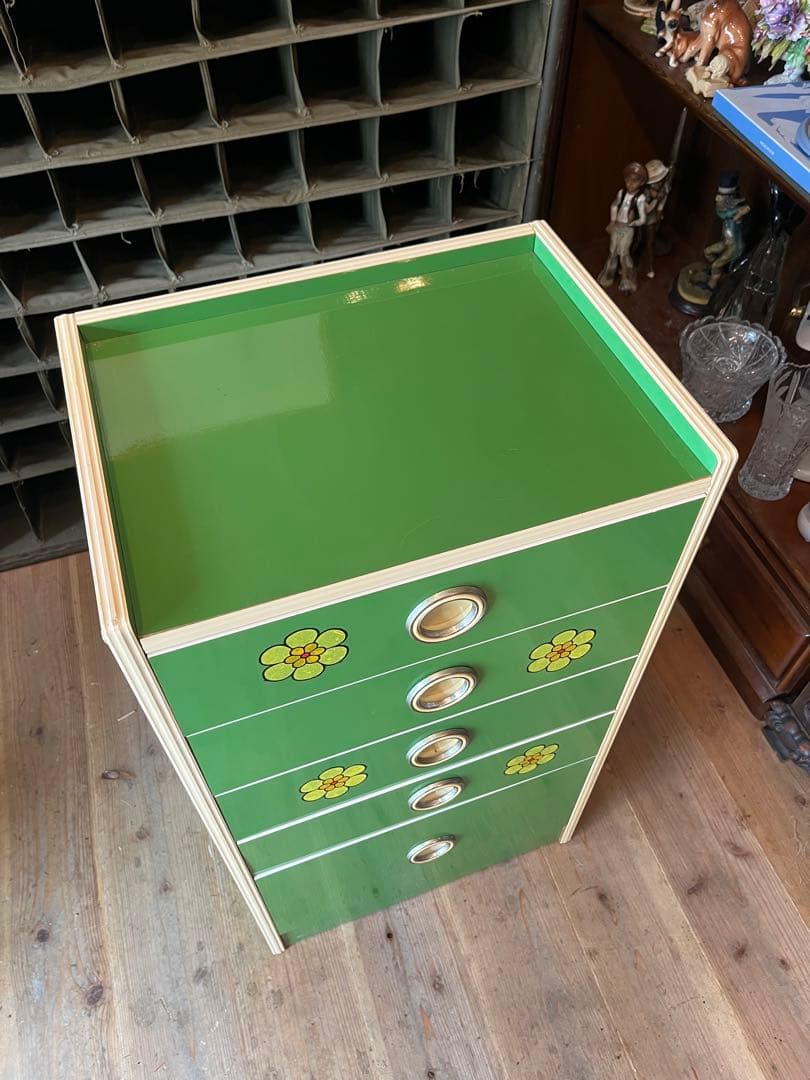 小雪様専用＊チェスト レトロポップ 昭和レトロ 花柄 緑 グリーン