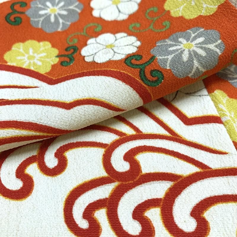 508aj3、帯■ハーフ成人式 卒業式 十三参り アンティーク着物 菊■良好