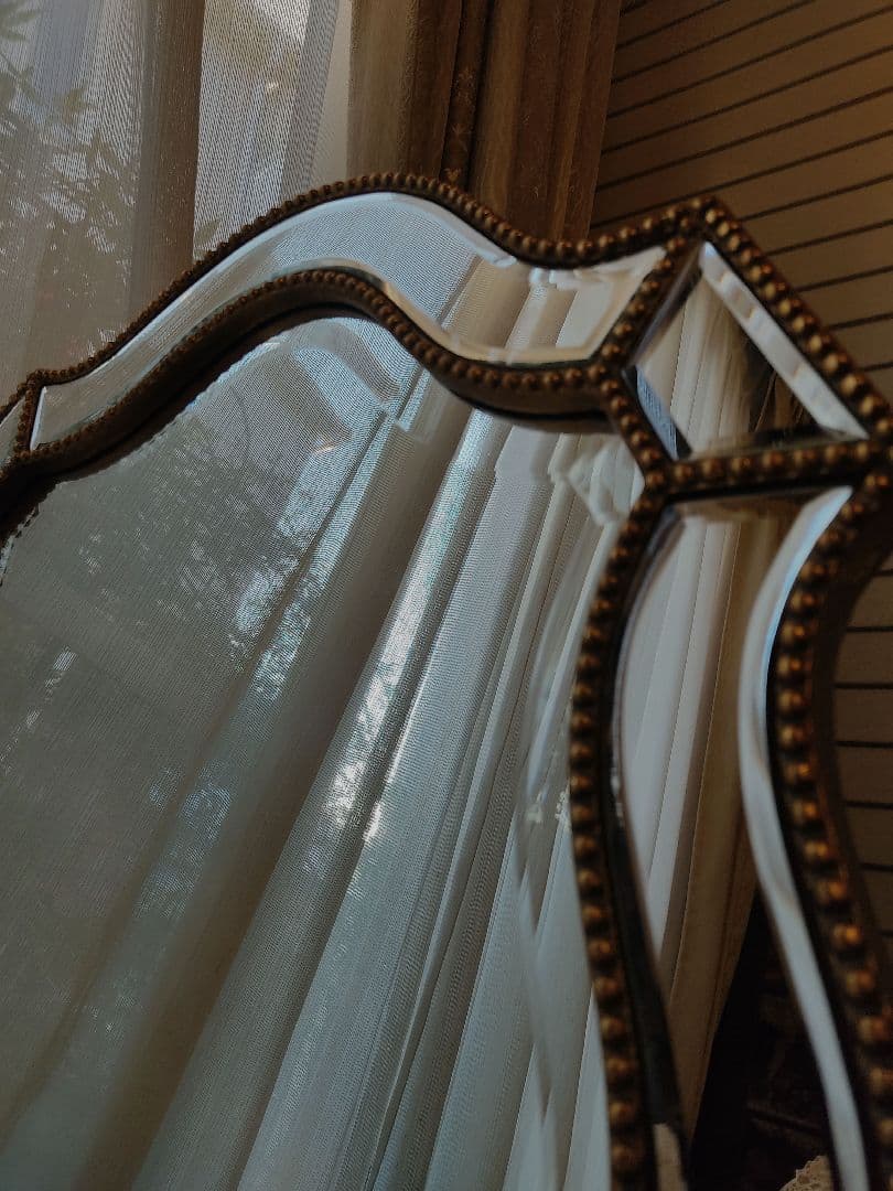 鏡　面取り　木製　ビンテージ　　アンティーク