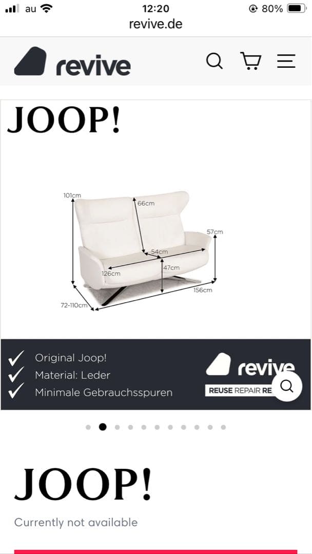 ❤️JOOP! レザーソファ 2人掛け 幅156cm