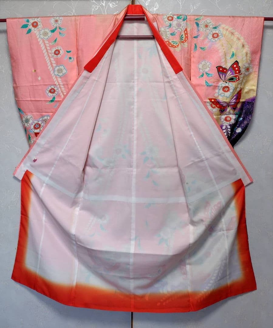 RK543洗える子供着物着丈133センチ裄丈56センチ美品非常に綺麗