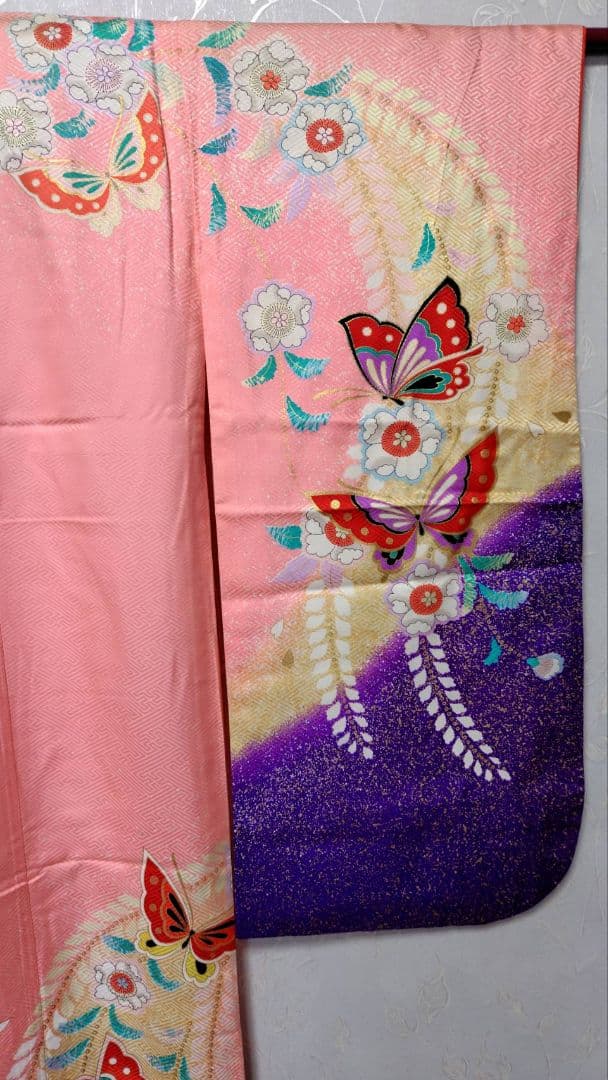 RK543洗える子供着物着丈133センチ裄丈56センチ美品非常に綺麗