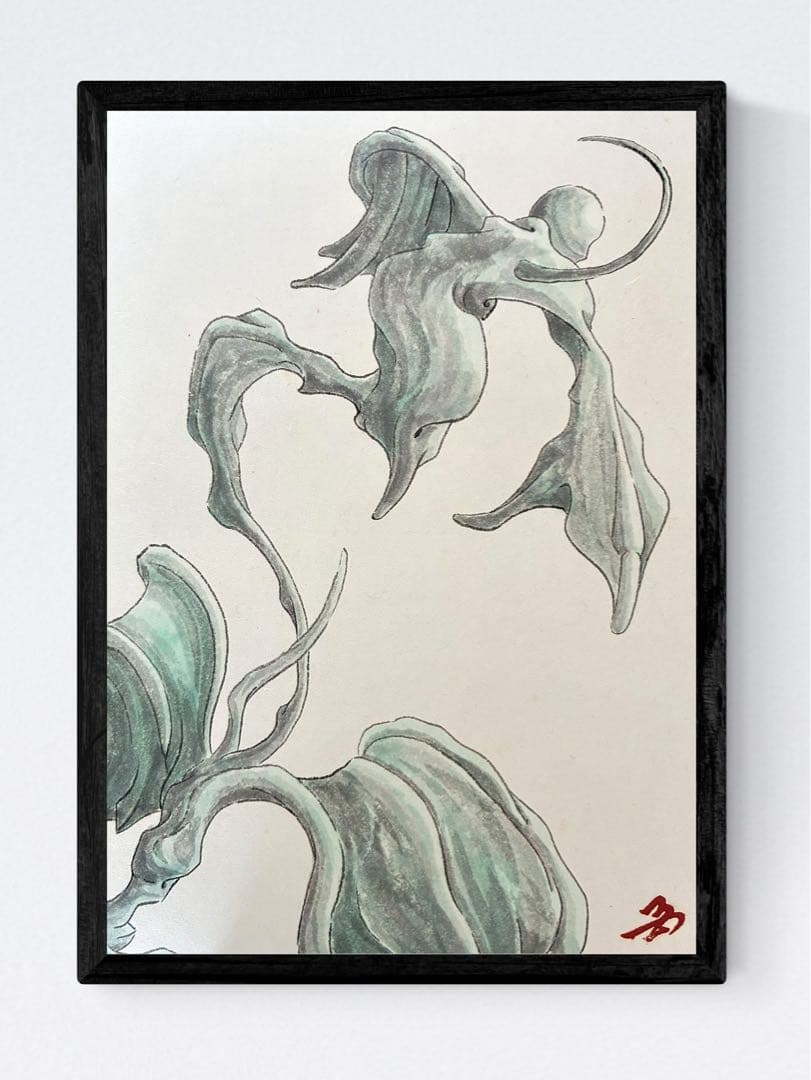 自作 水墨画 『緑神図』原画