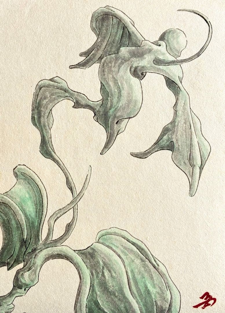 自作 水墨画 『緑神図』原画