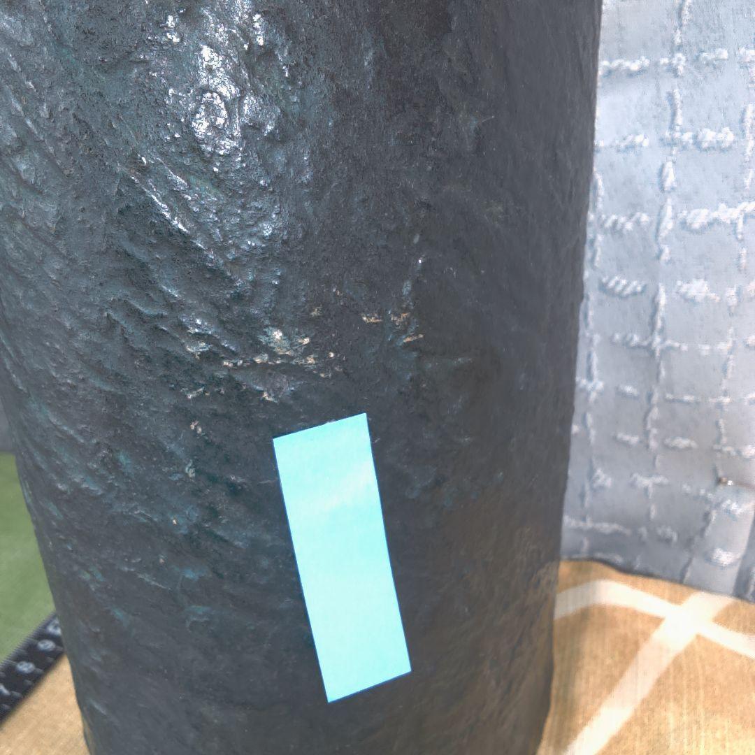 黒い細長い花器 銅製 アート 美術 アンティーク 骨董 まさを