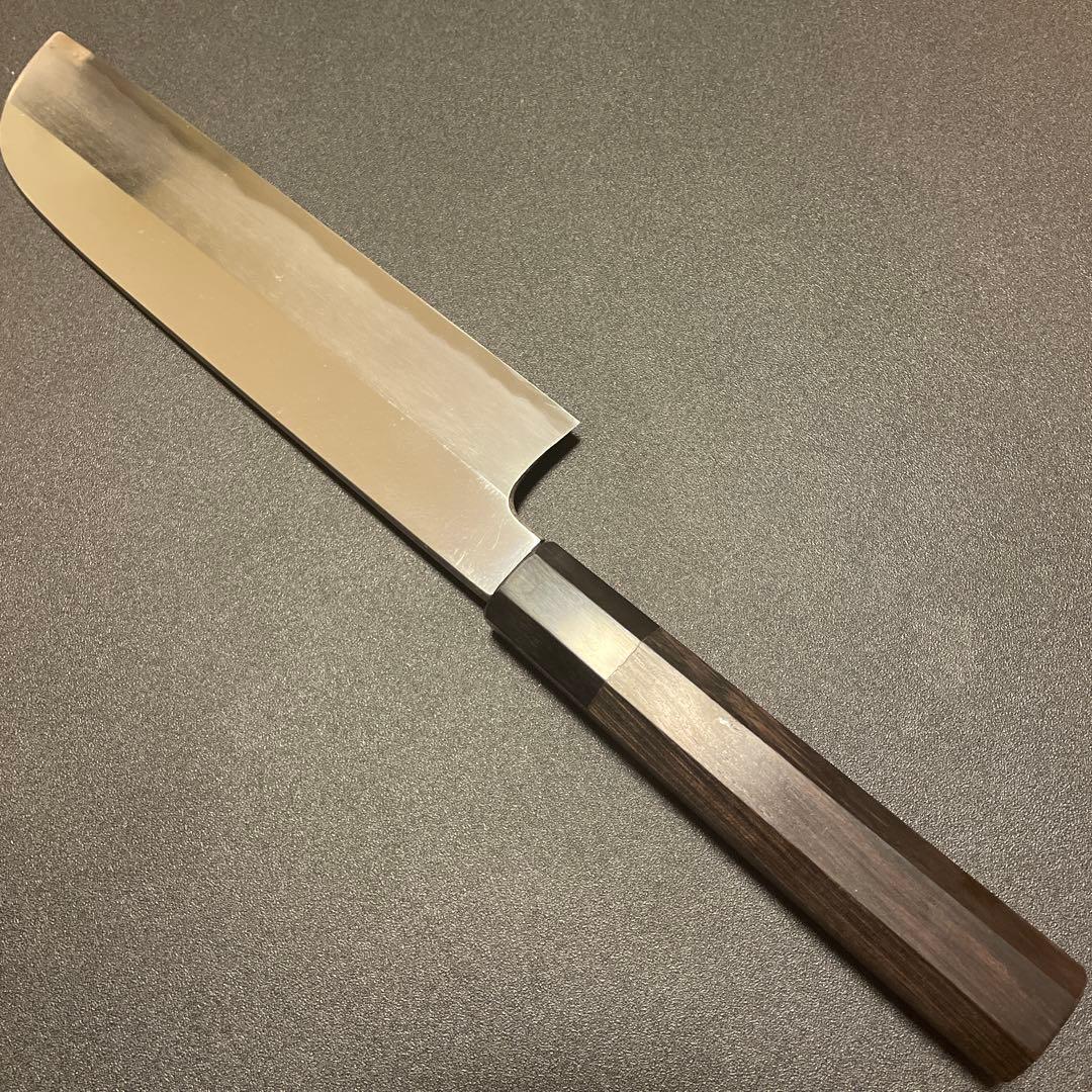 薄刃包丁 7.5寸 刃渡約226 mm 白ニ鋼　黒檀柄