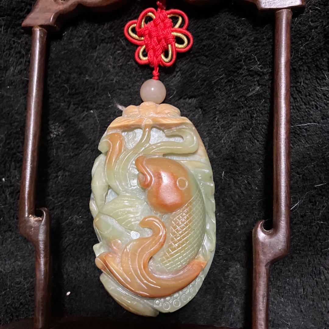 翡翠 鯉 置き物 ヒスイ コイ