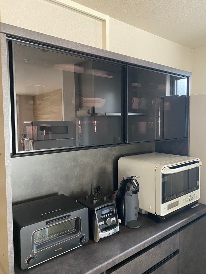 パモウナ　カップボード　幅140 ECA セラミカネロ　ハイカウンター