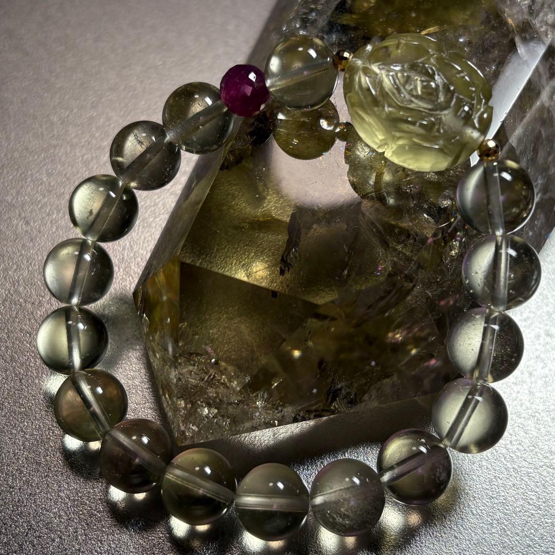 極上　リビアングラス＆天然ルビー　ブレスレット