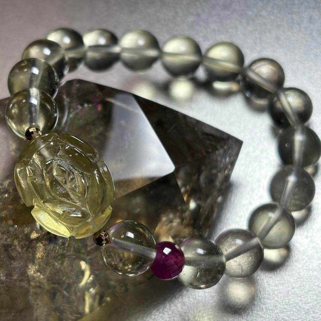 極上　リビアングラス＆天然ルビー　ブレスレット