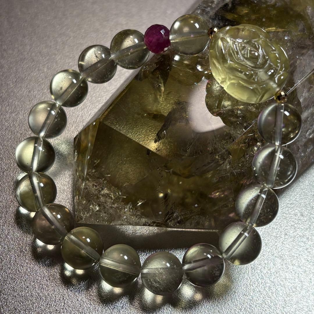 極上　リビアングラス＆天然ルビー　ブレスレット