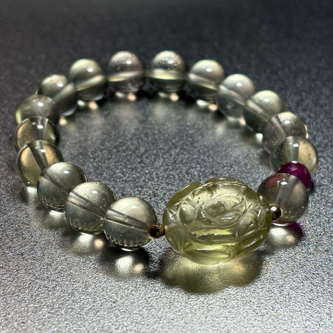 極上　リビアングラス＆天然ルビー　ブレスレット