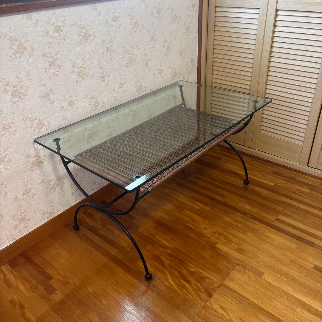 【手渡し限定】アイアン　ガラステーブル