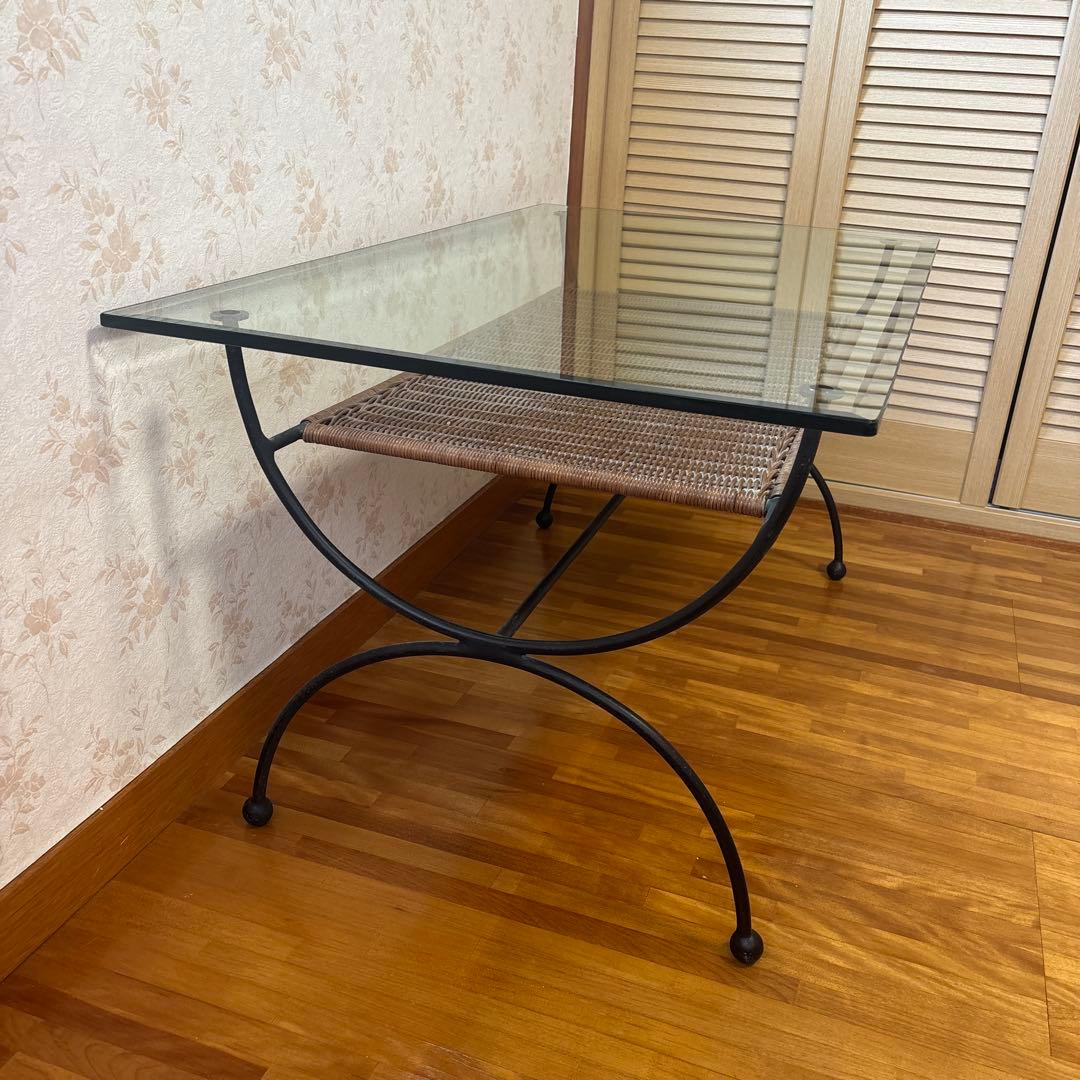 【手渡し限定】アイアン　ガラステーブル