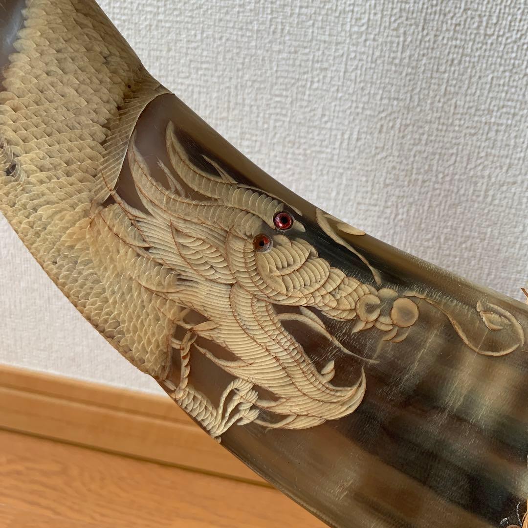 水牛の角 置物 オブジェ 龍 アンティーク - メルカリ
