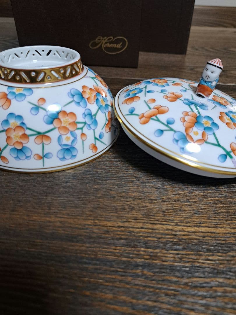 新品　ヘレンド　　　上海蓋つきカバードボール　　　マンダリンボックス