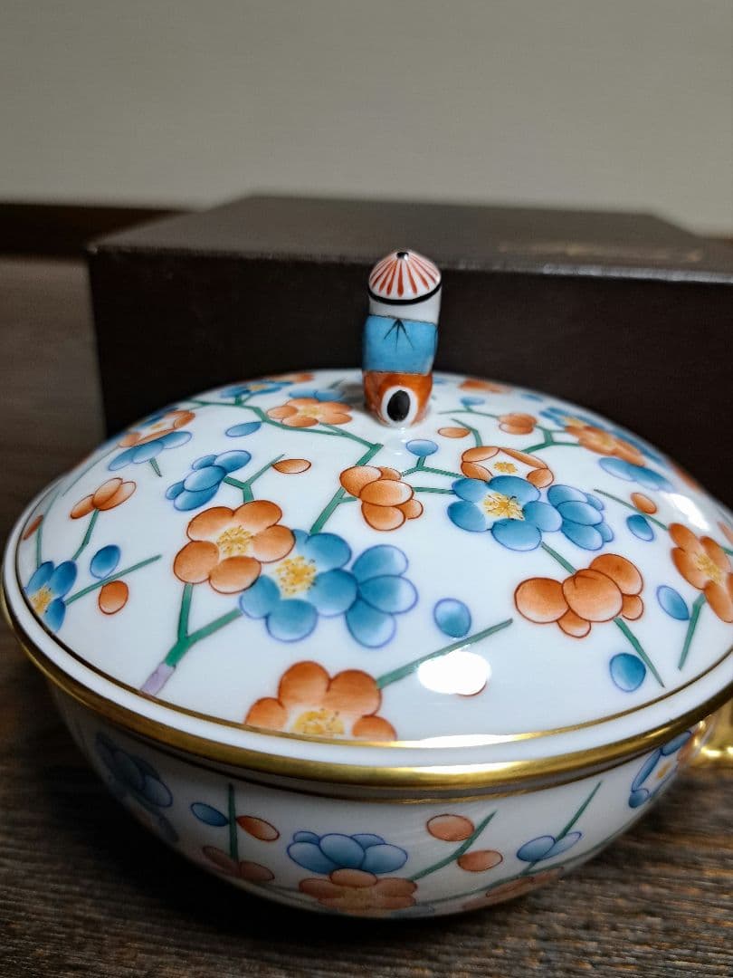 新品　ヘレンド　　　上海蓋つきカバードボール　　　マンダリンボックス