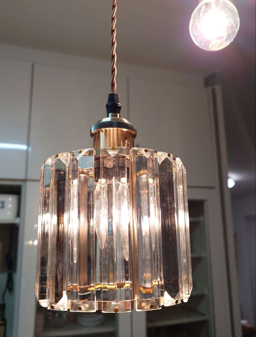 未使用 照明器具 ガラスの吊り下げ ペンダントライト ３灯セット カフェ