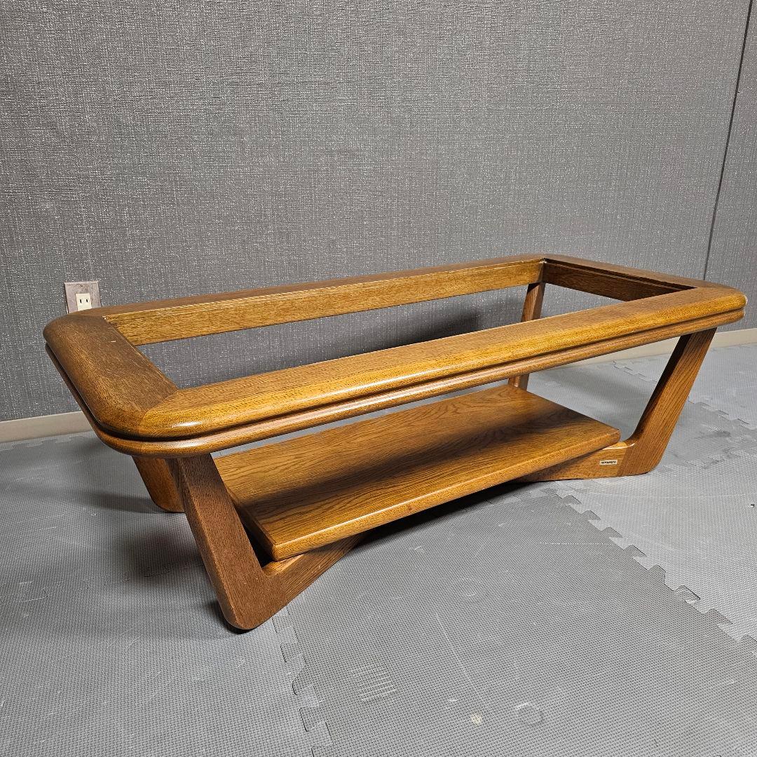 浜本工芸 アンティーク 天然木 ガラスセンターテーブル