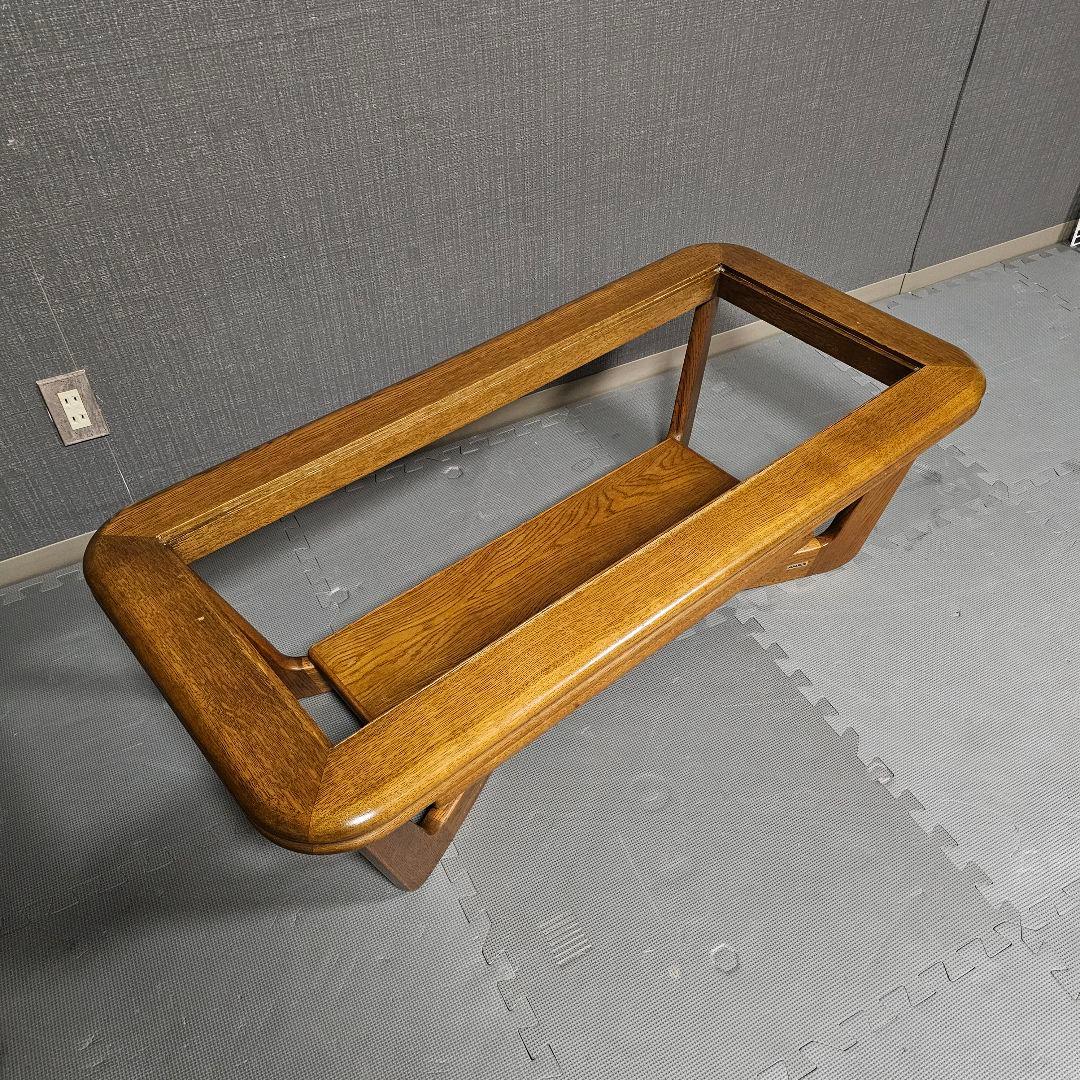 浜本工芸 アンティーク 天然木 ガラスセンターテーブル