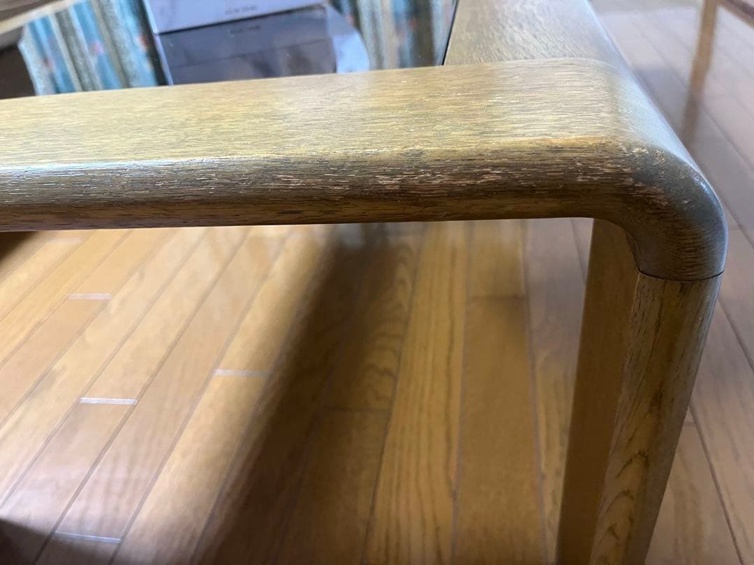 【送料込】センターテーブル ガラス×木製 W120 ミッドセンチュリー