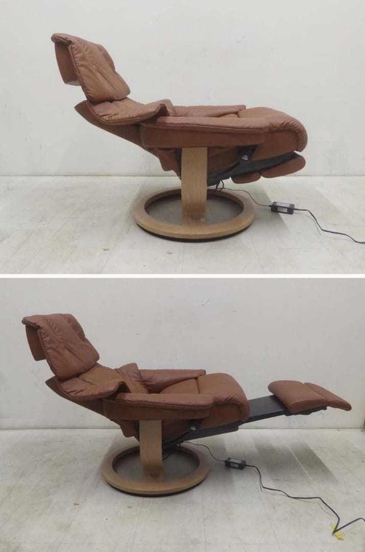 美品■EKORNES エコーネス■電動ストレスレスソファ レノ オットマン内臓