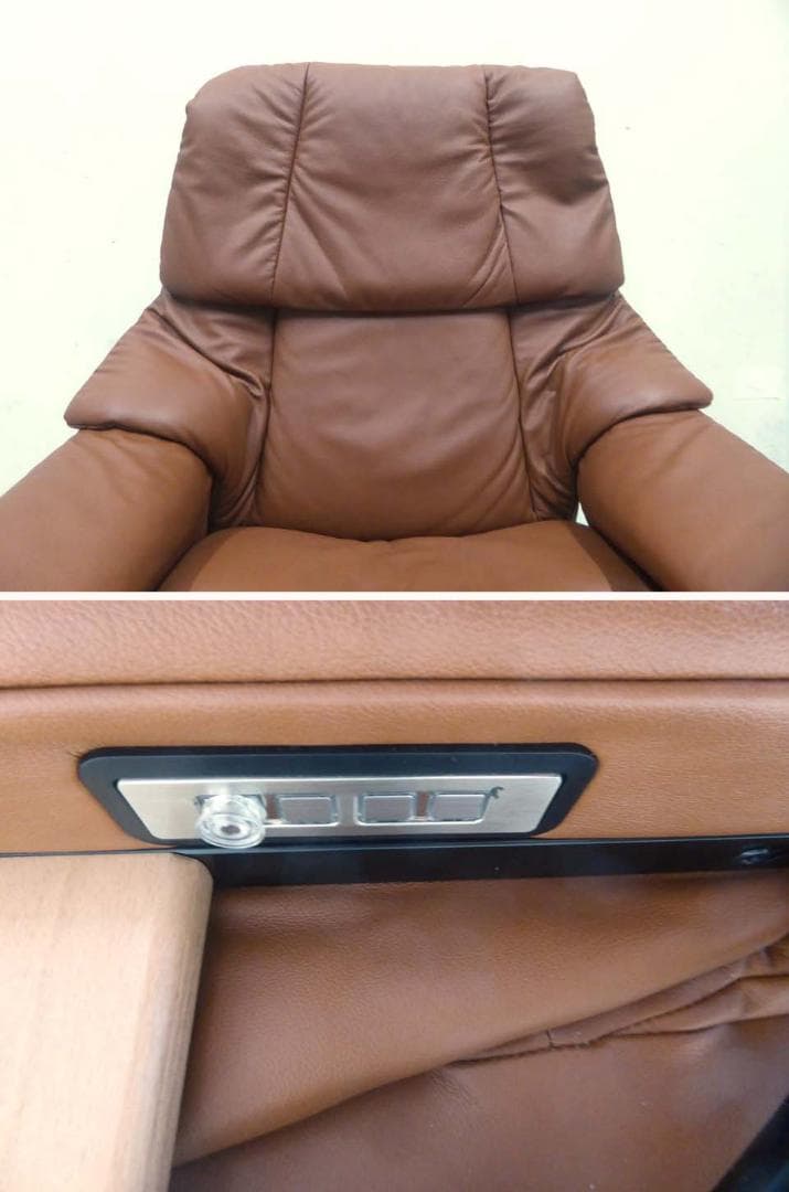 美品■EKORNES エコーネス■電動ストレスレスソファ レノ オットマン内臓