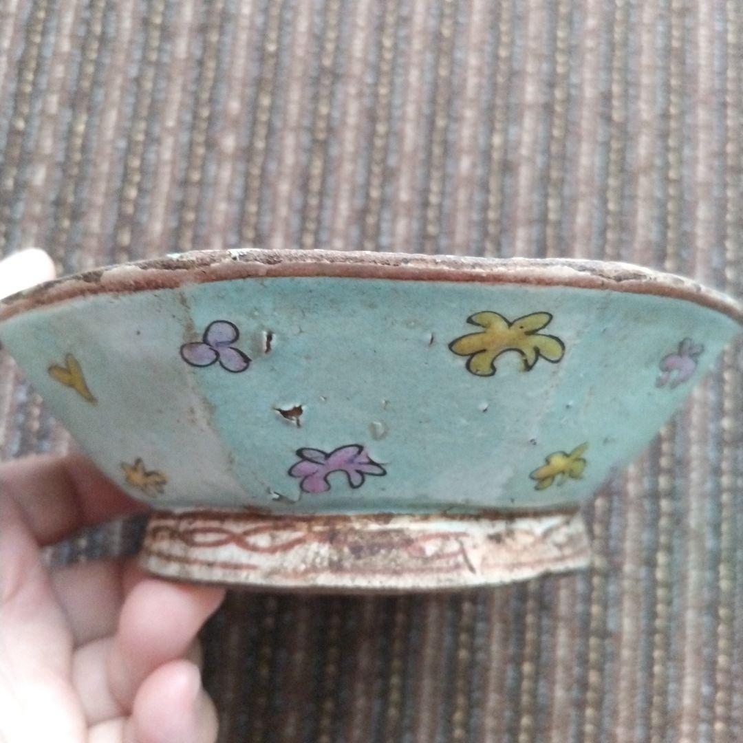 a中国古玩　粉彩　十錦手　色絵八角鉢　15.5cm